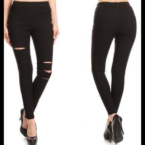 High-Waist Ripped Jeggings